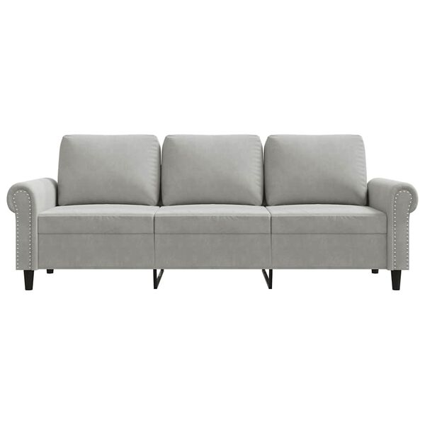 vidaXL 3-personers sofa 180 cm velour lysegr&aring;