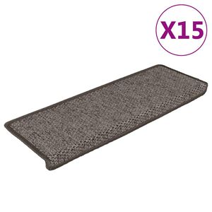 vidaXL selvkl&aelig;bende trappem&aring;tter 15stk. 65x21x4cm sisal-look gr&aring; beige