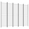 vidaXL 5-panels rumdeler 250x200 cm stof hvid