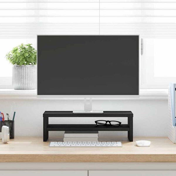 vidaXL skærmstander 42x24x13 cm konstrueret træ sort egetræsfarve