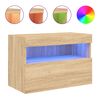 vidaXL v&aelig;gh&aelig;ngt tv-bord med LED-lys 60x30x40 cm sonoma-eg
