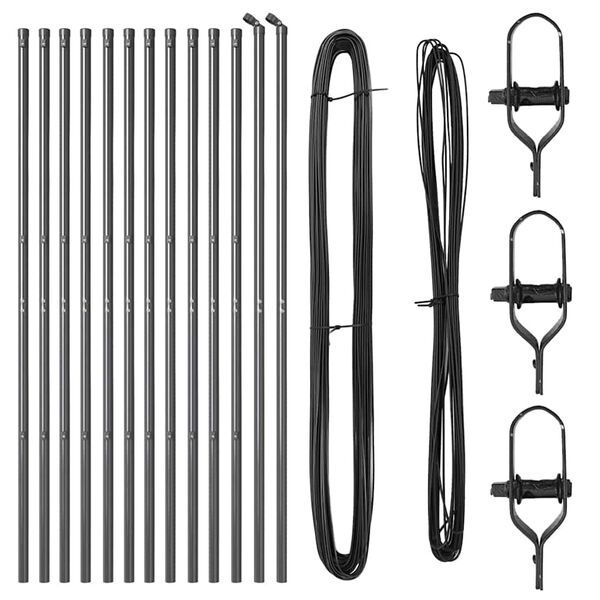 vidaXL Hegnsp&aelig;l 13 pcs Gr&aring; St&aring;l