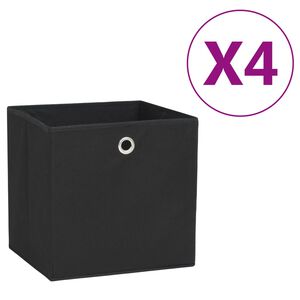 vidaXL opbevaringskasser 4 stk. ikke-v&aelig;vet stof 28x28x28 cm sort