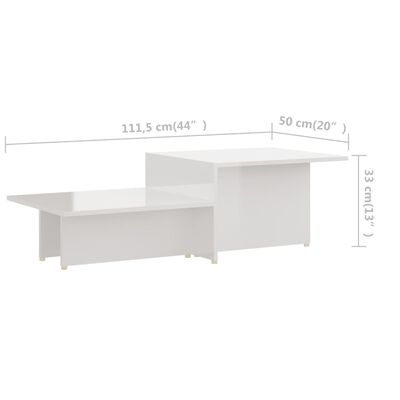 vidaXL sofabord 111,5x50x33 cm konstrueret træ hvid højglans