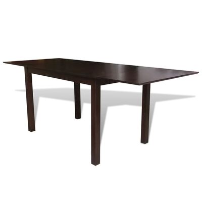 vidaXL spisebord med forlængelse gummitræ brun 190 cm