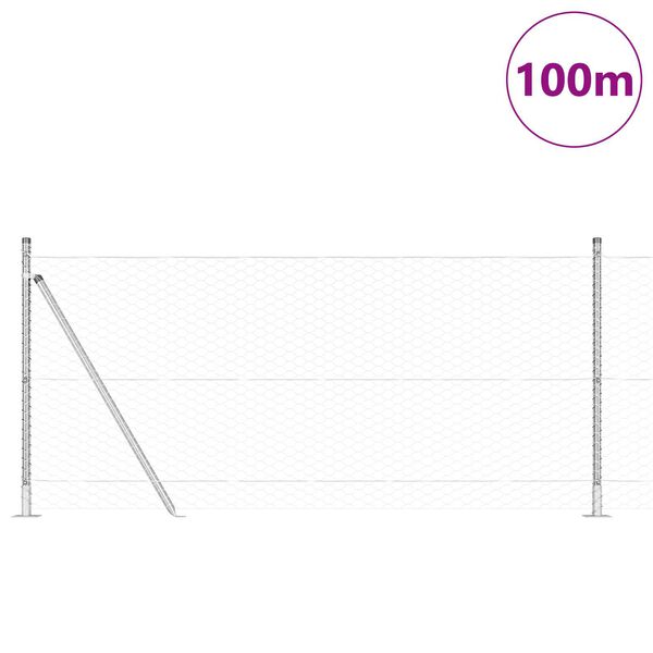 vidaXL Hegnsp&aelig;l S&oslash;lv 100 x 0,8 m (36 mm net) St&aring;l