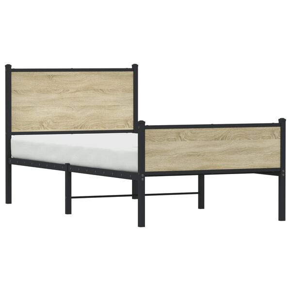 vidaXL sengeramme uden madras 75x190 cm metal sonoma-eg