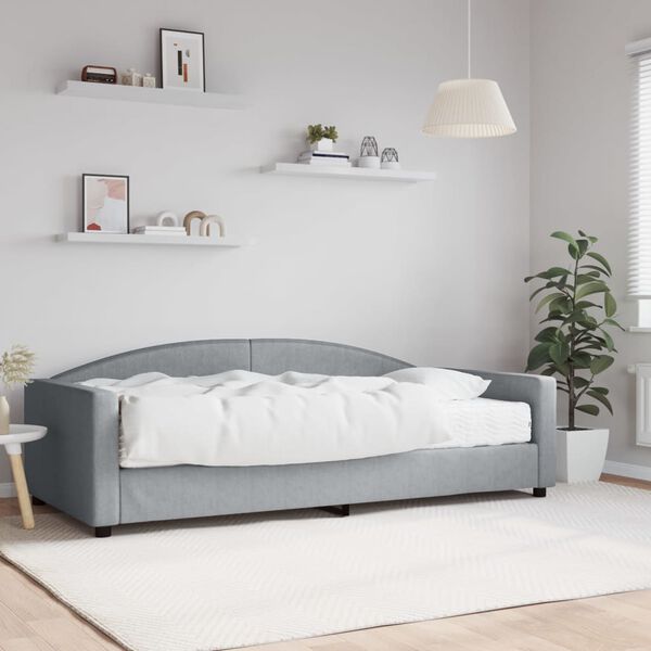 vidaXL daybed med madras 100x200 cm stof lysegr&aring;