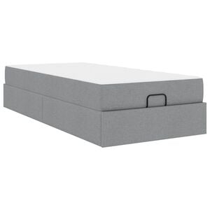 vidaXL Sengeramme med madras 2 stk. Lysegr&aring; Stof