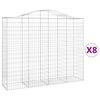 vidaXL buede gabionkurve 8 stk. 200x50x160/180 cm galvaniseret jern