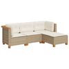 vidaXL sofas&aelig;t til haven 4 dele med hynder polyrattan beige