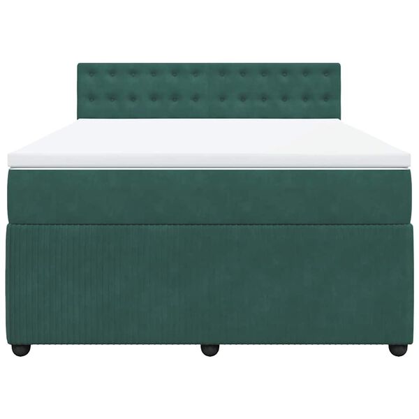 vidaXL kontinentalseng med madras 140x200 cm fl&oslash;jl m&oslash;rkegr&oslash;n