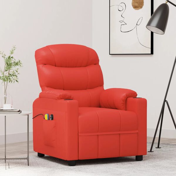 vidaXL l&oslash;ftestol med massagefunktion kunstl&aelig;der r&oslash;d