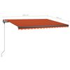 vidaXL markise m. LED-lys 450x300 cm manuel betjening orange og brun