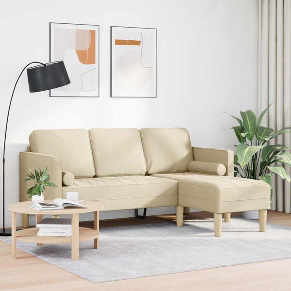 vidaXL Sofa S&aelig;t med pude Creme Polyester