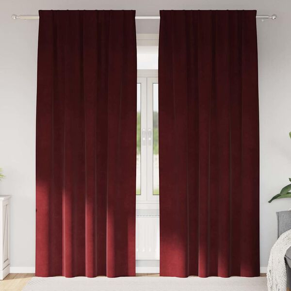 vidaXL M&oslash;rkl&aelig;gningsgardiner 2 pcs Vinr&oslash;d 140 x 260 cm Fl&oslash;jl