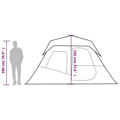 vidaXL 6-personers campingtelt med LED-lys lysegrå og orange