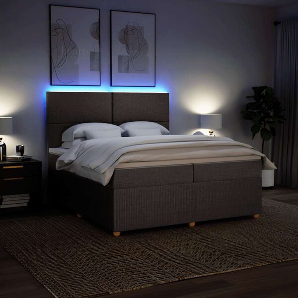 vidaXL kontinentalseng med madras 200x200 cm stof gr&aring;brun