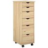vidaXL Rullende skab 34 x 39 x 93,5 cm Massivt fyrretr&aelig; Brun