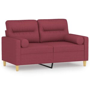 vidaXL 2-personers sofa med pyntepuder 120 cm stof vinr&oslash;d