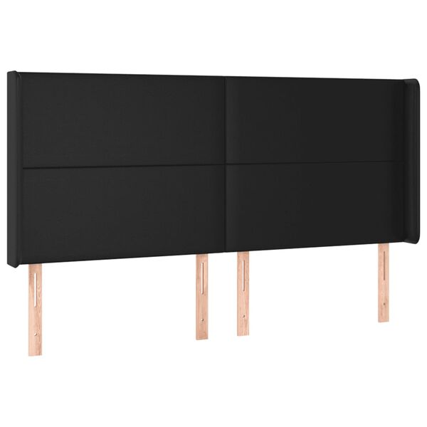 vidaXL sengegavl med LED-lys 203x16x118/128 cm kunstl&aelig;der sort
