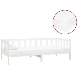 vidaXL daybed med madras 90x200 cm massivt fyrretræ hvid