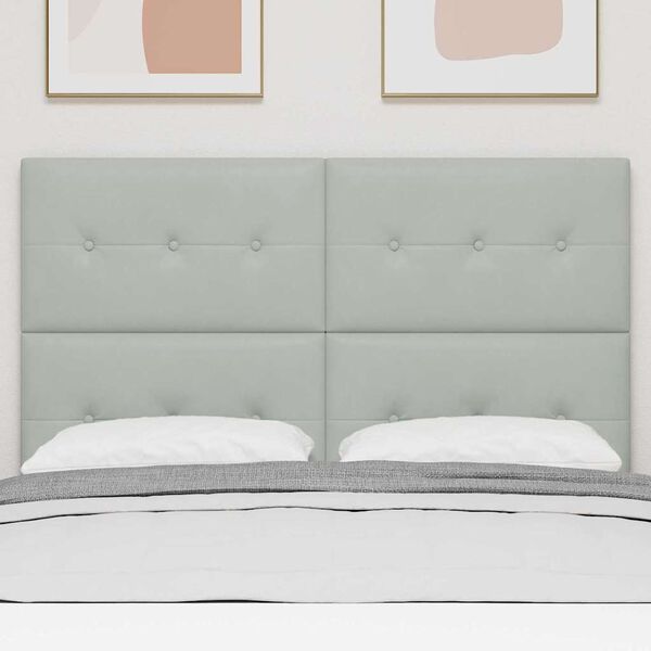 vidaXL LED sengegavl med LED -strimmellys Lysegr&aring; 160 cm Polyester