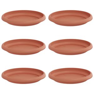 vidaXL Rund Blomsterbakke 6 stk. Mursten R&oslash;d &Oslash; 14 x 2 cm Plastik