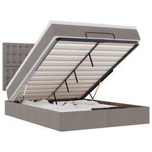 vidaXL osmannisk sengeramme med madras 140x190 cm stof gr&aring;brun