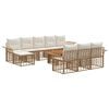 vidaXL Havesofa S&aelig;t 11 stk. Naturlig og Creme Hvid polyrattan