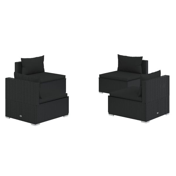 vidaXL havelounges&aelig;t 4 dele med hynder polyrattan sort