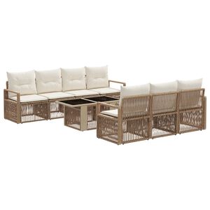 vidaXL Havesofa S&aelig;t 8 stk. Beige og cremehvid polyrattan