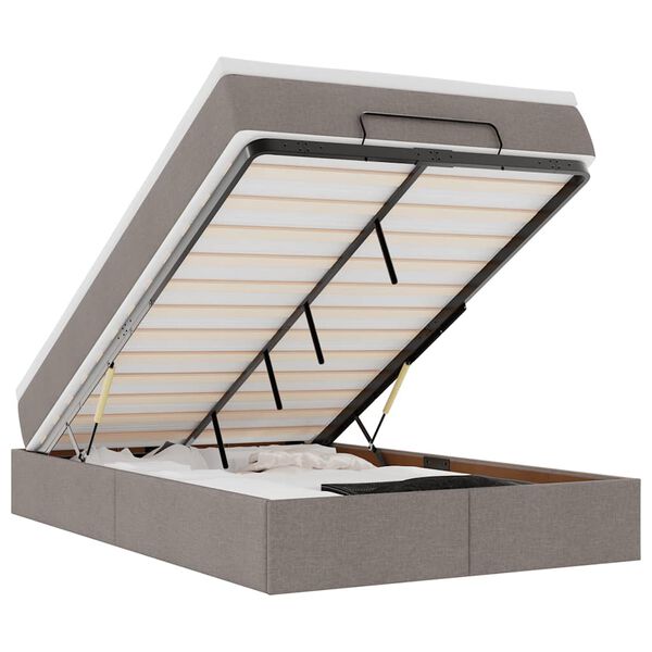 vidaXL osmannisk sengeramme med madras 120x190 cm stof gr&aring;brun