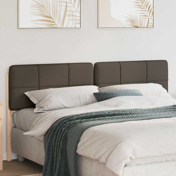 vidaXL Polstret sengegavl Brun og Taupe 200 cm Massiv fyrretr&aelig;