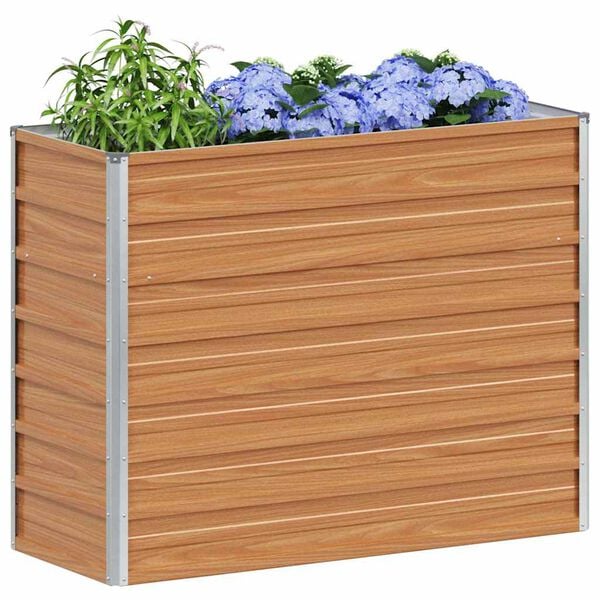 vidaXL Højbed Lys Brun 100 x 40 x 77 cm Galvaniseret stål