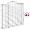 vidaXL buede gabionkurve 5 stk. 200x30x180/200 cm galvaniseret jern