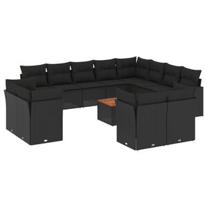 vidaXL sofas&aelig;t til haven 13 dele med hynder polyrattan sort