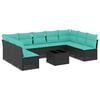 vidaXL havesofas&aelig;t med 10 hynder sort polyrattan
