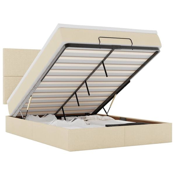 vidaXL osmannisk sengeramme med madras 140x200 cm stof cremefarvet