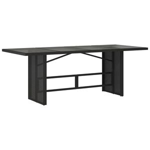 vidaXL havebord med glastop 190x80x75 cm polyrattan sort