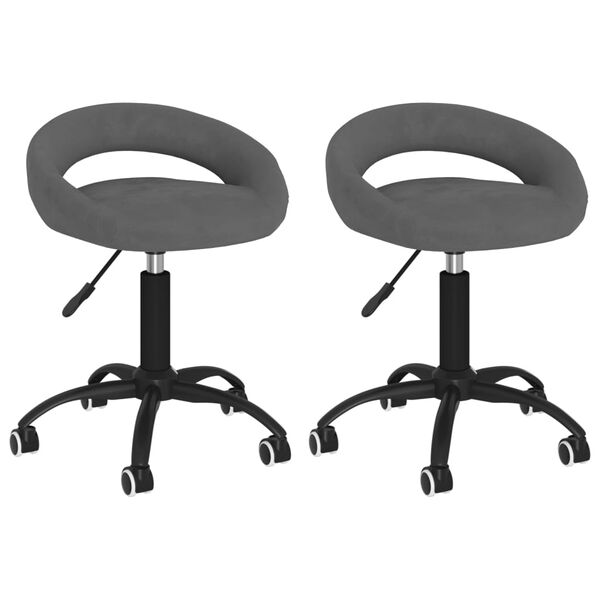 vidaXL drejelige spisebordsstole 2 stk. fl&oslash;jl m&oslash;rkegr&aring;