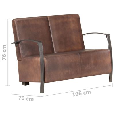 vidaXL 2-personers sofa ægte læder rustikbrun