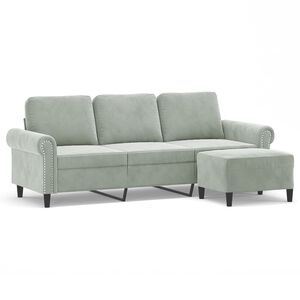 vidaXL 3-personers sofa med fodskammel 180 cm velour brun