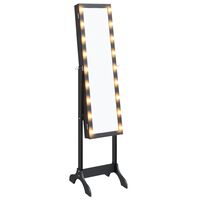 vidaXL fritstående spejl med LED 34x37x146 cm sort