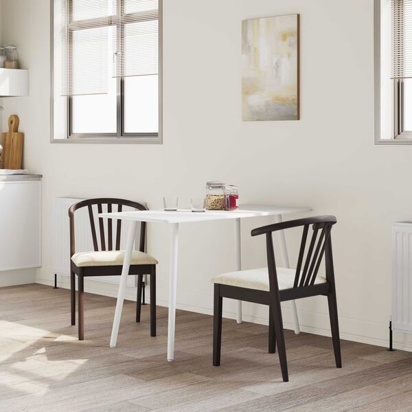 vidaXL Spisestuestol 2 pcs Lys brun og lys Solid gummitr&aelig;