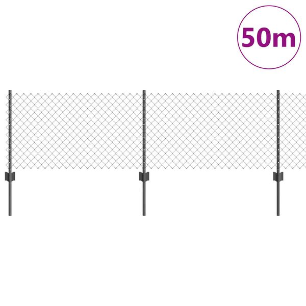 vidaXL Hegn med post Gr&aring; 0,4 x 50 m St&aring;l og PVC