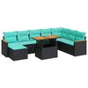 vidaXL sofas&aelig;t til haven 9 dele med hynder polyrattan sort