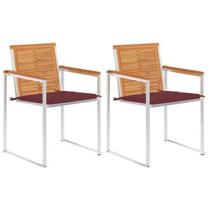 vidaXL havestole med hynder 2 stk. massivt akacietr&aelig; og st&aring;l