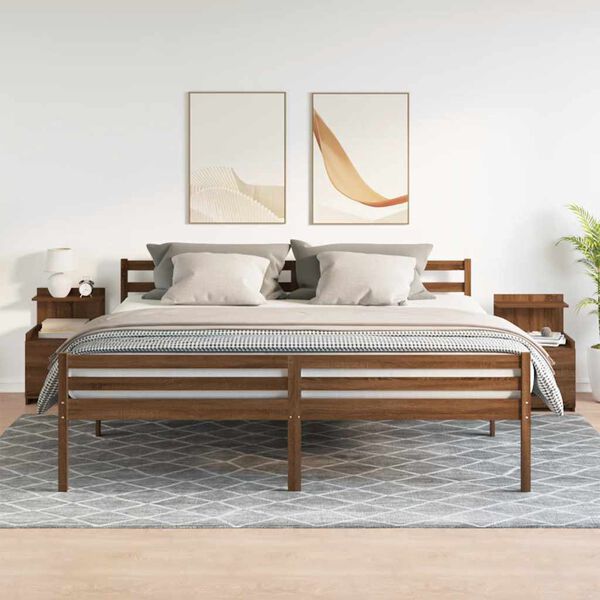 vidaXL sengeborde 2 stk. med 2 skuffer brun eg 40x36,5x62 cm