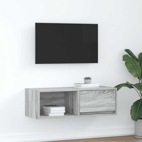 vidaXL tv-bord 80x31x25,5 cm konstrueret tr&aelig; gr&aring; sonoma-eg
